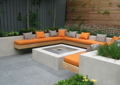 One of our modern looking designs for an outdoor entertainment area in Richmond